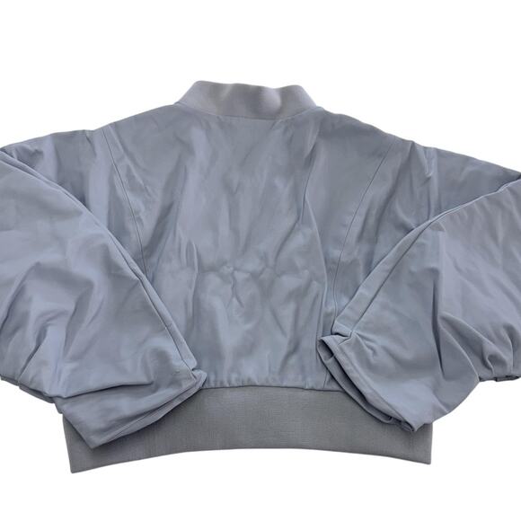 Aliette Jacket‎ Womens Medium Blue Nicole Cropped Puff Sleeve Bomber Zip Up NYC - Picture 4 of 12